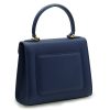 First Lady Navy Blue Flower Twist Leather Bag 09