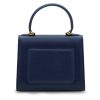 First Lady Navy Blue Flower Twist Leather Bag 11