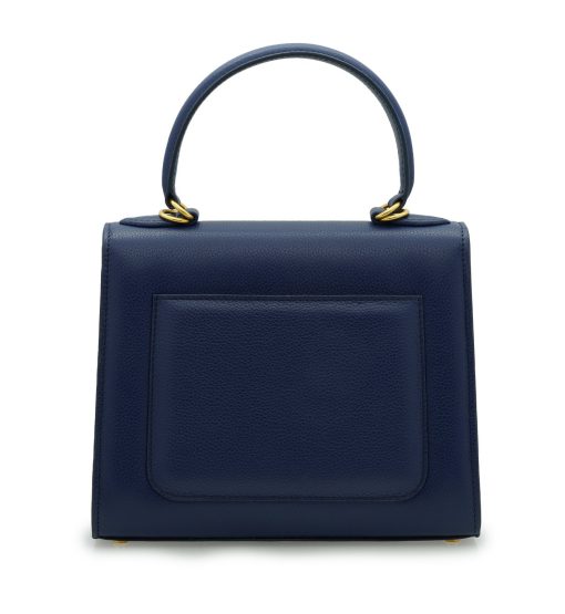 ⁦First Lady Flower-twist Navy blue textured leather handbag⁩ - الصورة ⁦6⁩