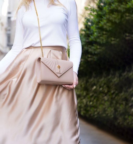 ⁦Milady powder color plain leather chain bag⁩ - الصورة ⁦8⁩