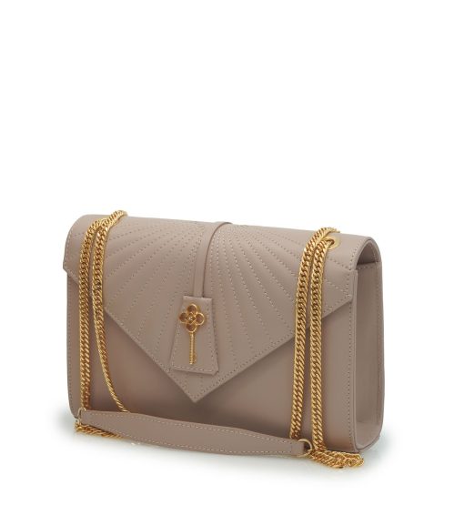 ⁦Milady powder color plain leather chain bag⁩ - الصورة ⁦2⁩