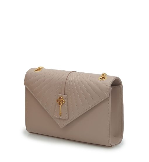 ⁦Milady powder color plain leather chain bag⁩ - الصورة ⁦5⁩