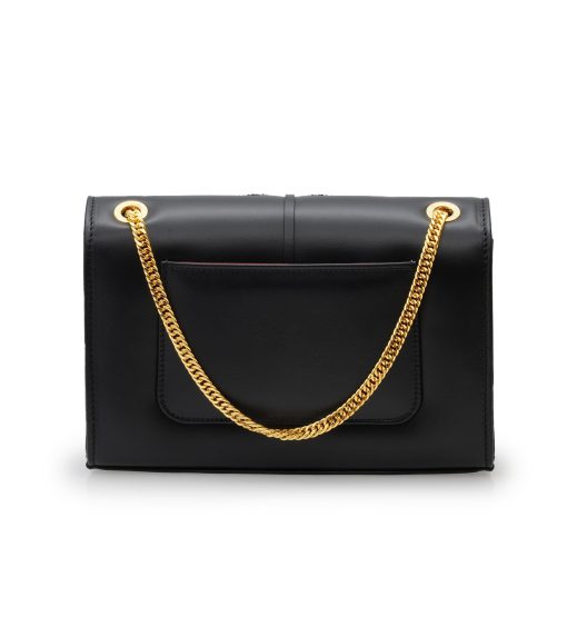 ⁦Milady black plain leather chain bag⁩ - الصورة ⁦6⁩