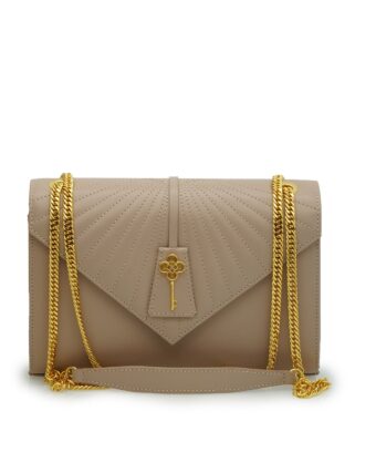 Milady powder color plain leather chain bag