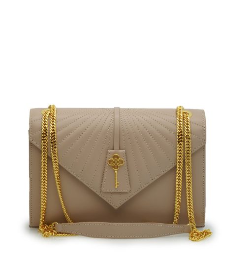 Milady powder color plain leather chain bag