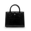 Small Tote Croc Embossed Black Silver 01