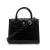 Small Tote Croc Embossed Black Silver 02