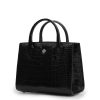 Small Tote Croc Embossed Black Silver 03