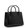 Small Tote Croc Embossed Black Silver 04