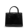 Small Tote Croc Embossed Black Silver 05
