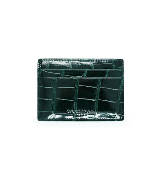 Crocodile Dark green  leather card holder