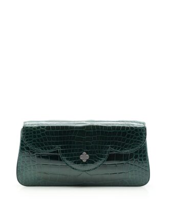 Time 21 Dark Green Crocodile leather clutch