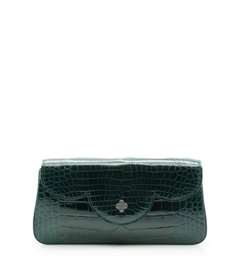 Time 21 Dark Green Crocodile leather clutch
