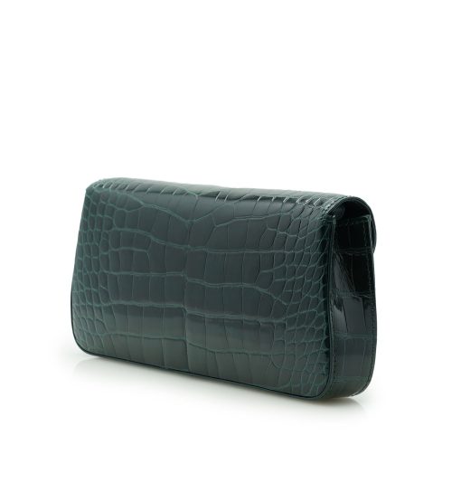 ⁦Time 21 Dark Green Crocodile leather clutch⁩ - الصورة ⁦5⁩