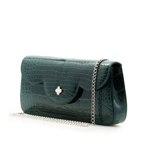 ⁦Time 21 Dark Green Crocodile leather clutch⁩ - الصورة ⁦8⁩