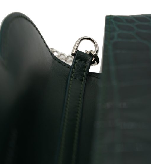 ⁦Time 21 Dark Green Crocodile leather clutch⁩ - الصورة ⁦12⁩