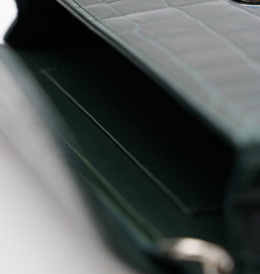 ⁦Time 21 Dark Green Crocodile leather clutch⁩ - الصورة ⁦11⁩