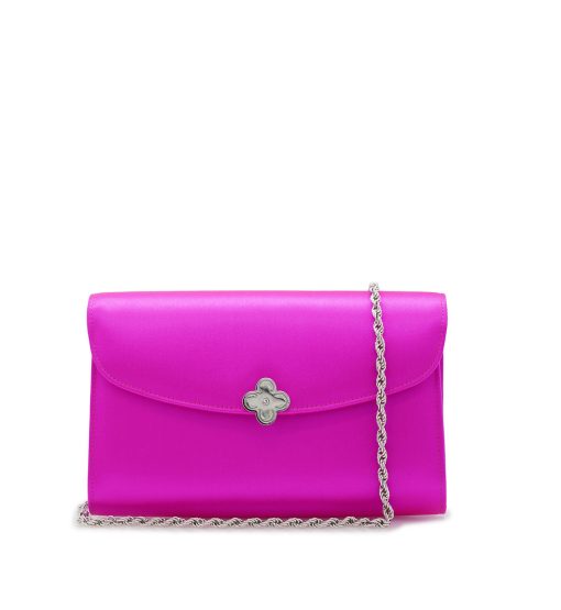 Lady Princess Fuchsia silk  clutch