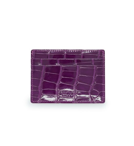 ⁦Crocodile Purple leather card holder⁩ - الصورة ⁦3⁩