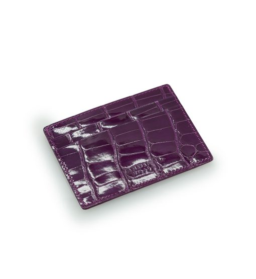 ⁦Crocodile Purple leather card holder⁩ - الصورة ⁦4⁩
