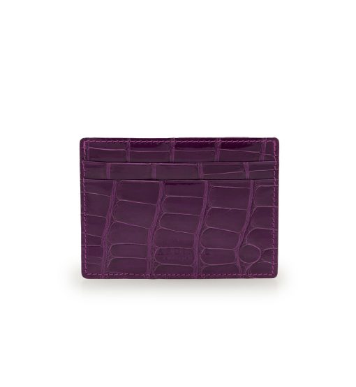Crocodile Purple leather card holder