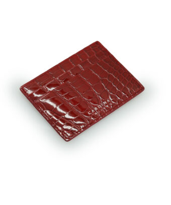 Alternative view of Crocodile Red leather card holder white gold