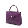First Lady Small Purple Crocodile Leather Bag 02