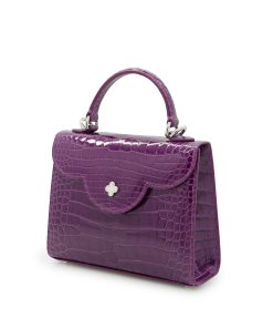 First Lady Small Purple Crocodile Leather Bag 02