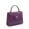 First Lady Small Purple Crocodile Leather Bag 03