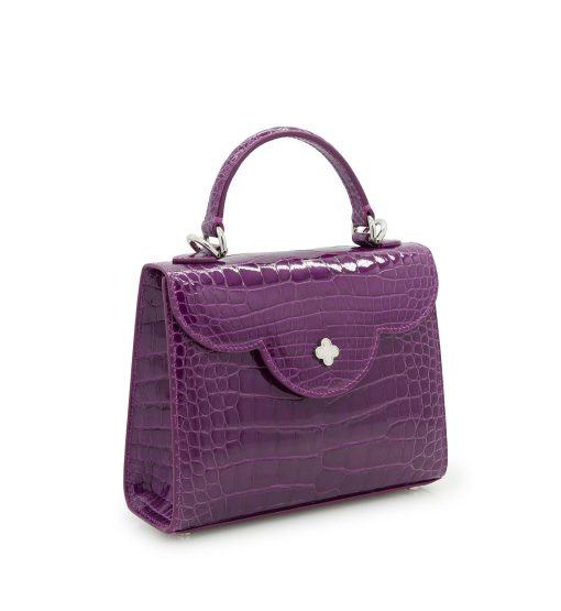 ⁦First Lady Small Purple crocodile  handbag⁩ - الصورة ⁦3⁩