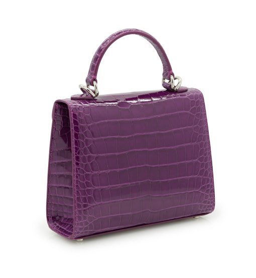 ⁦First Lady Small Purple crocodile  handbag⁩ - الصورة ⁦4⁩