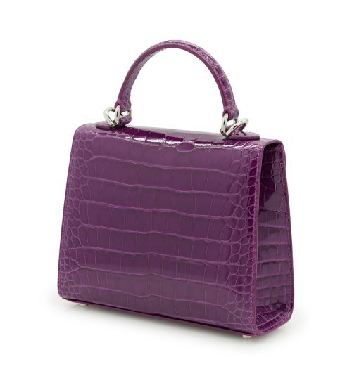 ⁦First Lady Small Purple crocodile  handbag⁩ - الصورة ⁦5⁩