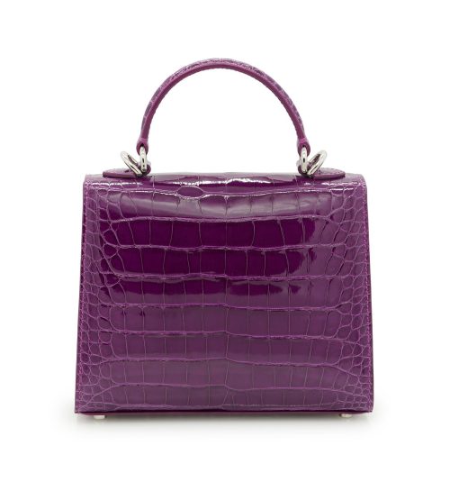 ⁦First Lady Small Purple crocodile  handbag⁩ - الصورة ⁦6⁩