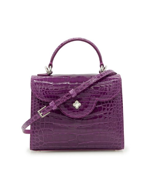 ⁦First Lady Small Purple crocodile  handbag⁩ - الصورة ⁦7⁩