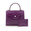 First Lady Small Purple Crocodile Leather Bag 08
