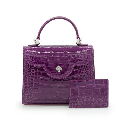 ⁦First Lady Small Purple crocodile  handbag⁩ - الصورة ⁦8⁩