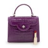 First Lady Small Purple Crocodile Leather Bag 09