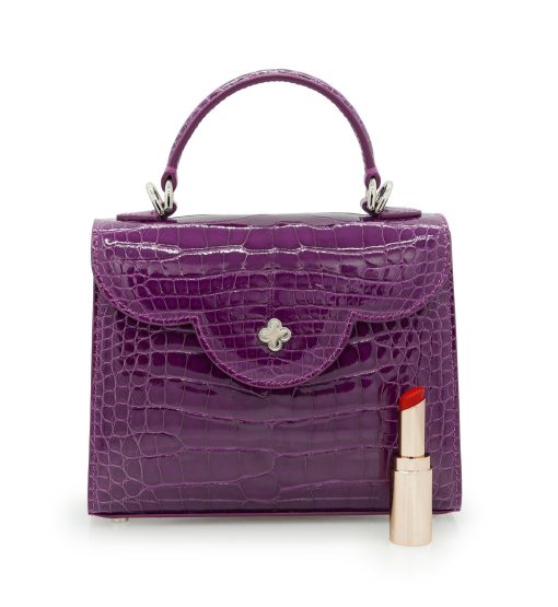 ⁦First Lady Small Purple crocodile  handbag⁩ - الصورة ⁦9⁩