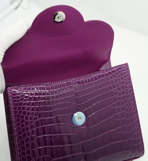 ⁦First Lady Small Purple crocodile  handbag⁩ - الصورة ⁦12⁩