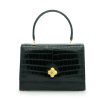 Opera croc embossed dark green leather bag 01N
