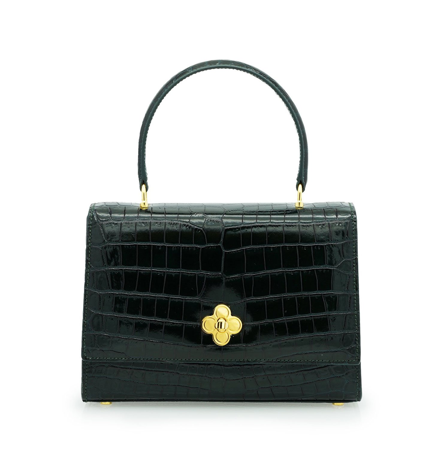 Opèra croc embossed dark green leather bag Cardinal Milano