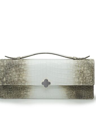 Time 22 Himalaya Croc embossed  leather bag white gold MTO