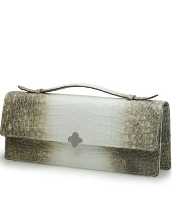 Alternative view of Time 22 Himalaya Croc embossed  leather bag white gold MTO
