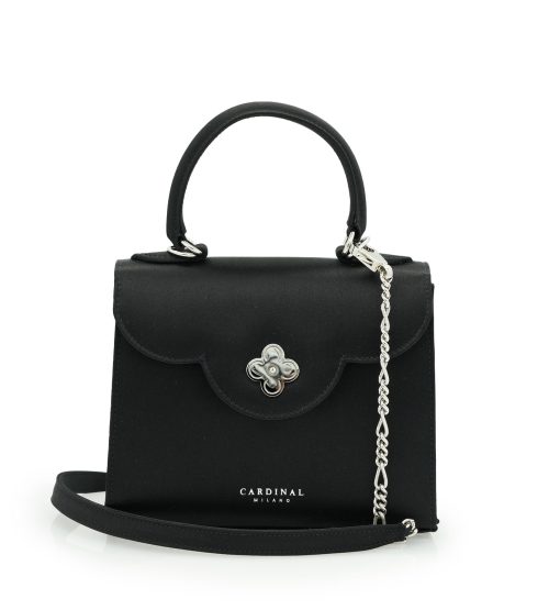 First Lady Diamond  black satin handbag
