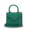 First Lady Small Emerald Ostrich Leather Bag 01