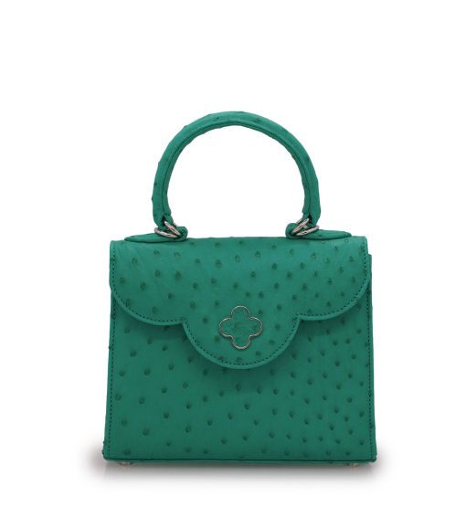 ⁦First Lady small Emerald ostrich leather handbag⁩ - الصورة ⁦7⁩