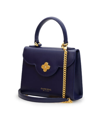 Alternative view of First Lady small diamond gold blue navy leather handbag