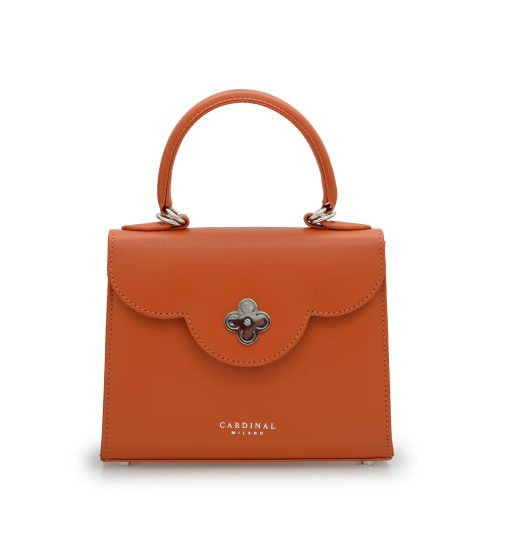 ⁦First Lady small diamond white gold orange leather handbag⁩ - الصورة ⁦5⁩