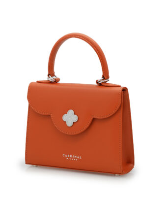 Alternative view of First Lady small diamond white gold orange leather handbag