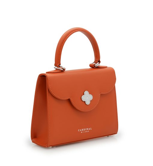 ⁦First Lady small diamond white gold orange leather handbag⁩ - الصورة ⁦3⁩